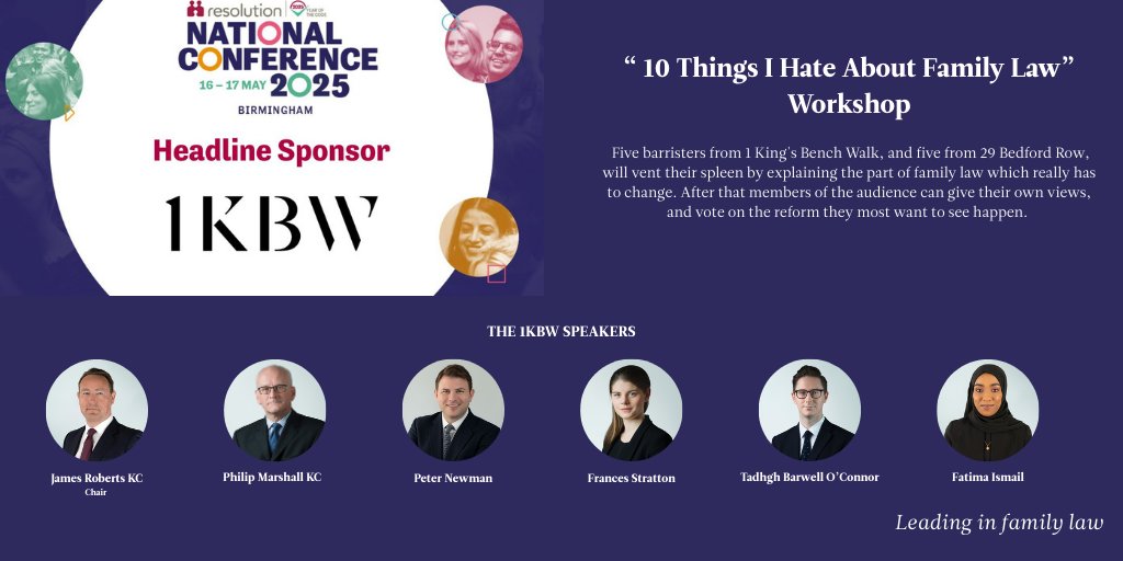 1KBW Chambers (@1kbwchambers) on Twitter photo We are excited to be a headline sponsor at this year’s <a href="/ResFamilyLaw/">Resolution</a> National Conference in Birmingham! View the full programme here: lnkd.in/e87uEQmG
1KBW Speakers: <a href="/JamesRoberts_/">James Roberts KC</a>, Philip Marshall, <a href="/peternewman79/">Peter Newman</a>, Frances Stratton, <a href="/TadhghBOC/">Tadhgh Barwell O’Connor</a> and <a href="/fatimaismail24/">Fatima Ismail</a> We are excited to be a headline sponsor at this year’s <a href="/ResFamilyLaw/">Resolution</a> National Conference in Birmingham! View the full programme here: lnkd.in/e87uEQmG
1KBW Speakers: <a href="/JamesRoberts_/">James Roberts KC</a>, Philip Marshall, <a href="/peternewman79/">Peter Newman</a>, Frances Stratton, <a href="/TadhghBOC/">Tadhgh Barwell O’Connor</a> and <a href="/fatimaismail24/">Fatima Ismail</a>