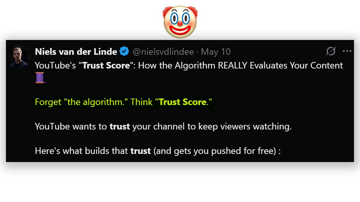 Seen much yap about this new YouTube "TRUST SCORE", like its the Secret Krabby Patty Formula

But I've yet to see a single person provide actual evidence that it even exist😂