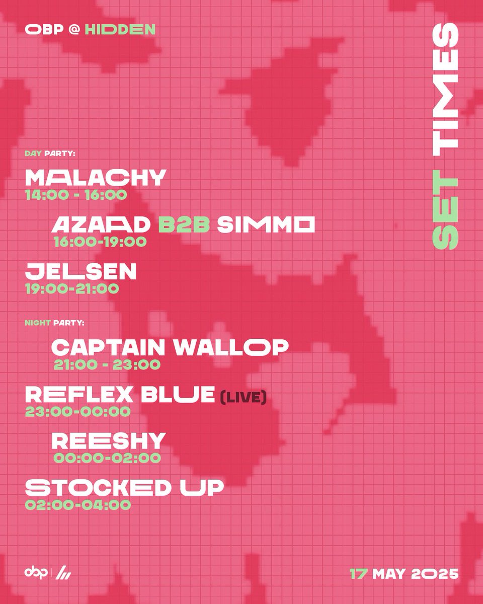 Set times this Saturday ☀️

Manchester’s heating up—and so is our party.

3 obp debuts. 2 stacked lineups. 1 never-before-seen b2b.

Heatwave incoming. Tickets flying.

Don’t miss out—grab yours now.

*Separate tickets needed for each party*