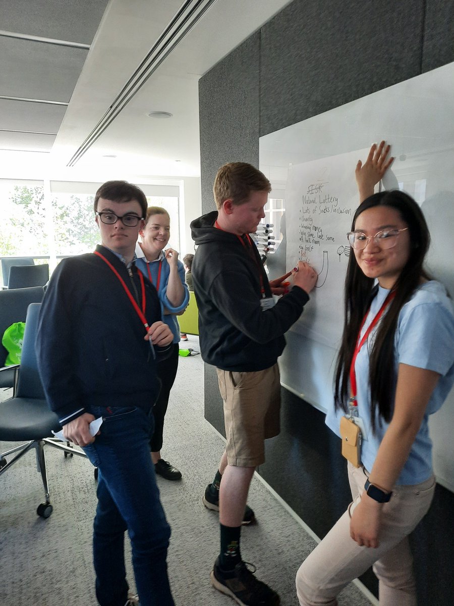 IDTCD's tweet image. Thank you to the team in @NationalLottery for a fantastic workshop for our 1st year students today. We were treated to delicious pizzas and then worked together on an activity to brainstorm ideas for a sample event. Our amazing TCPID graduate Liam delivered part of the workshop.