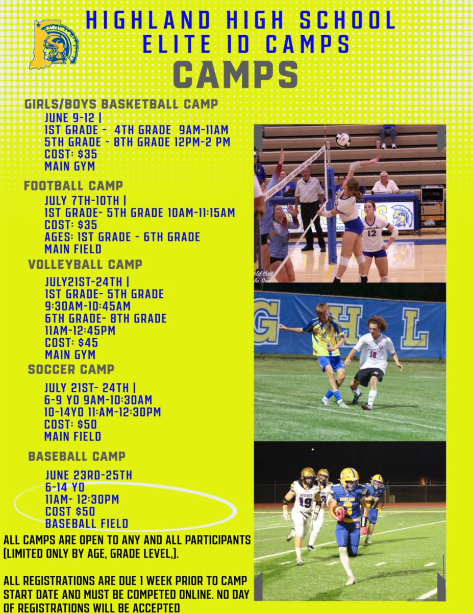 Here is information on summer athletic camps! You can register here: public.eventlink.com/registrations?…

¡Aquí está información sobre campamentos deportivos este verano! Puede hacer la inscripción en el enlace siguiente: public.eventlink.com/registrations?…