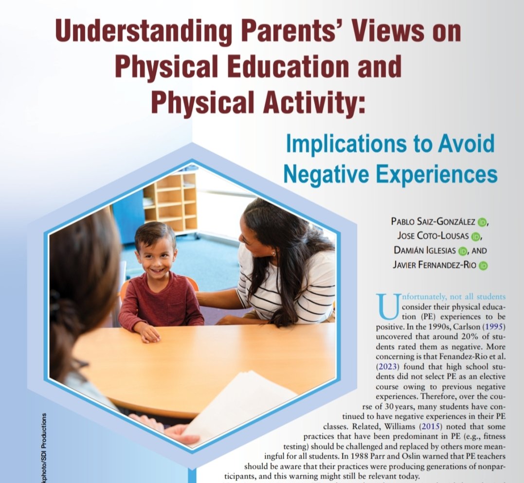 Pablo Saiz-González (@saizgonzalezp) on Twitter photo 📢 Happy to share our latest publication! ≈ 18% of participants described their entire PE experience as negative. We explore why and how this shapes PE and lifelong healthy habits. Thanks <a href="/josecoto_/">Dr. Jose Coto-Lousas</a>, <a href="/damiglesiasg/">Damián Iglesias</a> & <a href="/javier_rio1/">Javier Fernández-Río</a>!
tandfonline.com/doi/full/10.10… 📢 Happy to share our latest publication! ≈ 18% of participants described their entire PE experience as negative. We explore why and how this shapes PE and lifelong healthy habits. Thanks <a href="/josecoto_/">Dr. Jose Coto-Lousas</a>, <a href="/damiglesiasg/">Damián Iglesias</a> & <a href="/javier_rio1/">Javier Fernández-Río</a>!
tandfonline.com/doi/full/10.10…