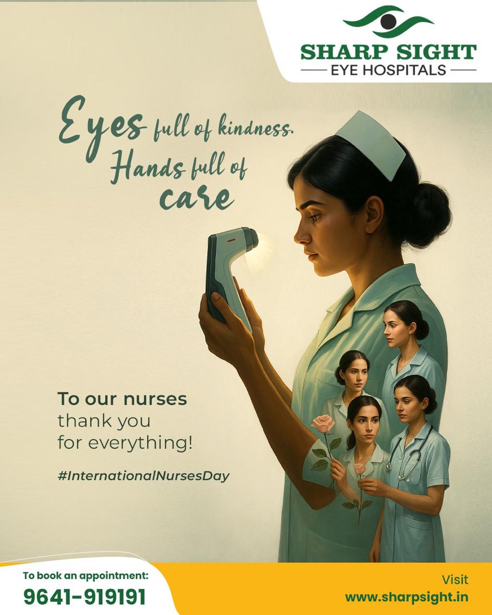 𝐓𝐡𝐞𝐲 𝐡𝐞𝐚𝐥 𝐰𝐢𝐭𝐡 𝐭𝐡𝐞𝐢𝐫 𝐡𝐞𝐚𝐫𝐭𝐬, 𝐧𝐨𝐭 𝐣𝐮𝐬𝐭 𝐭𝐡𝐞𝐢𝐫 𝐡𝐚𝐧𝐝𝐬.
This #InternationalNursesDay, we salute the compassion, dedication, and tireless efforts of our nurses — the real heroes behind every successful recovery.
At Sharp Sight Eye Hospitals, we