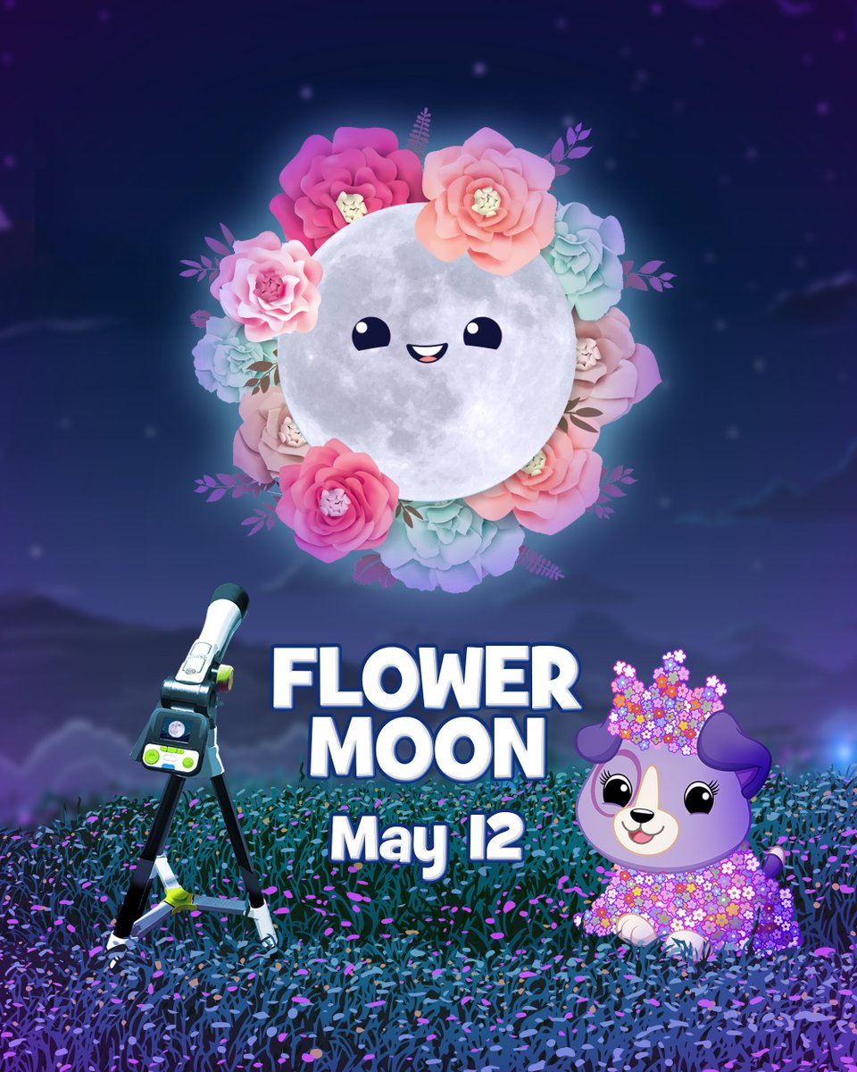 This week's full moon is the "Flower Moon"! 🌼🌕

Every full moon has a traditional name, usually tied to seasonal change - May's is called the "Flower Moon" because of the springtime flowers blooming. 

And four weeks from now on June 11, we'll have the "Strawberry Moon"! 🍓