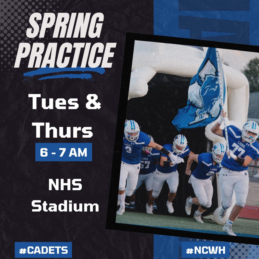 Last week of spring practice is here. Looking forward to finish strong heading into summer. 
Shout out to all the spring sport athletes who show up, have been committed &amp; put the work in now to have a successful season in the fall
#CADETS #NCWH