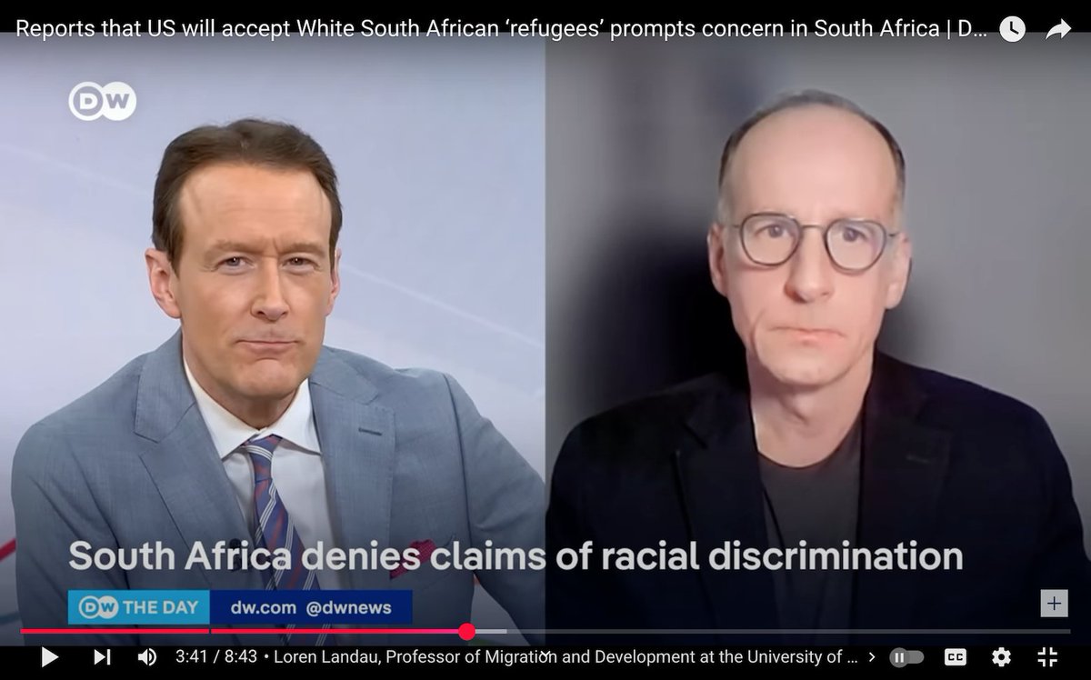 [VIDEO] SA says it is concerned about reports that the USA will begin taking in White South Africans as refugees. ACMS/<a href="/WitsUniversity/">Wits University</a>'s Professor <a href="/lorenlandau/">Loren B Landau</a> tells <a href="/dwnews/">DW News</a> why he thinks White South Africans have no basis to claim asylum in the USA: tinyurl.com/46w25v25