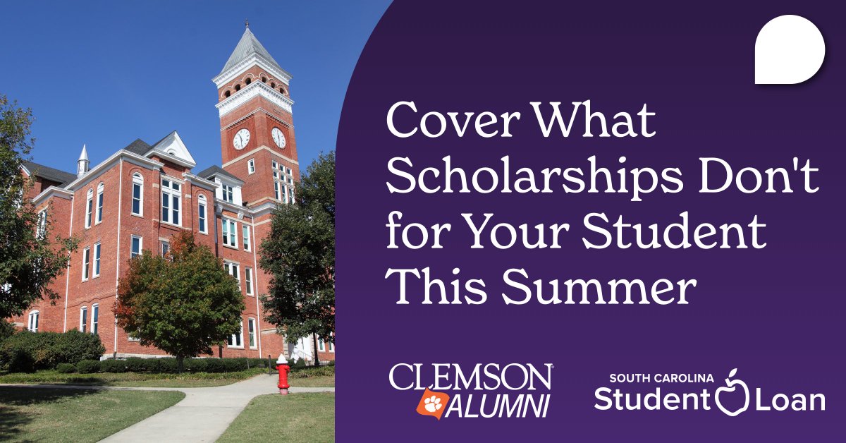 Clemson Alumni Assoc (@clemsonalumni) on Twitter photo For 50+ years, <a href="/SCStudentLoan/">SC Student Loan Corp</a> has been helping Clemson students cover everything from books and tuition to housing and meals. See how our official partner can help your child's costs this summer at scstudentloan.org/save. For 50+ years, <a href="/SCStudentLoan/">SC Student Loan Corp</a> has been helping Clemson students cover everything from books and tuition to housing and meals. See how our official partner can help your child's costs this summer at scstudentloan.org/save.