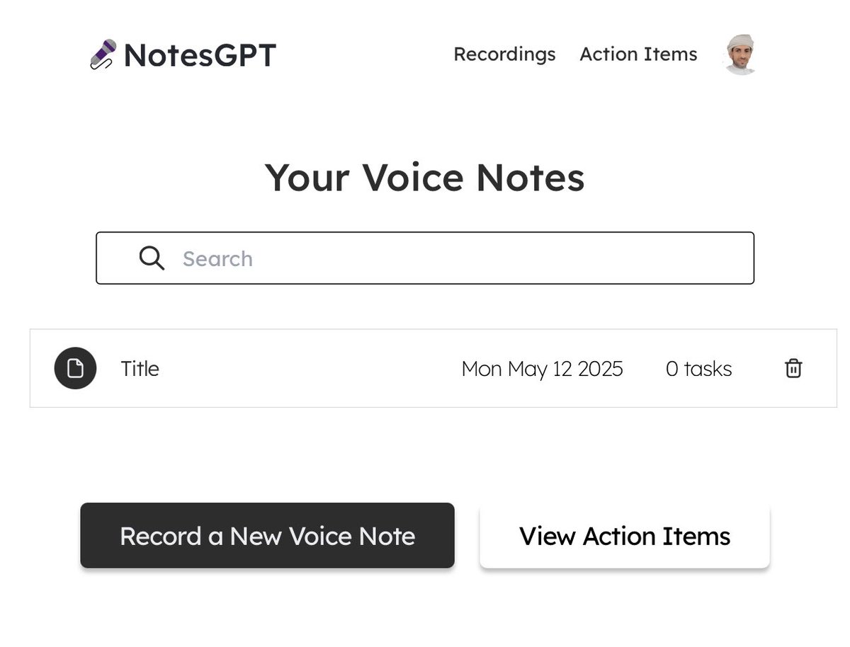 تسجيل الملاحظات الصوتية

notesGPT

أداة مجانية تدعم اللغة العربية بدقة عالية ، لتسجيل الملاحظات الصوتية، وتحويلها إلى نص، وتلخيصها، وإنشاء مهام مرتبطة بها.

تهدف إلى تسهيل تنظيم المعلومات وتبسيط إدارة المهام للمستخدمين في العمل أو الدراسة.

1.تسجيل صوتي مباشر

2.التحويل التلقائي