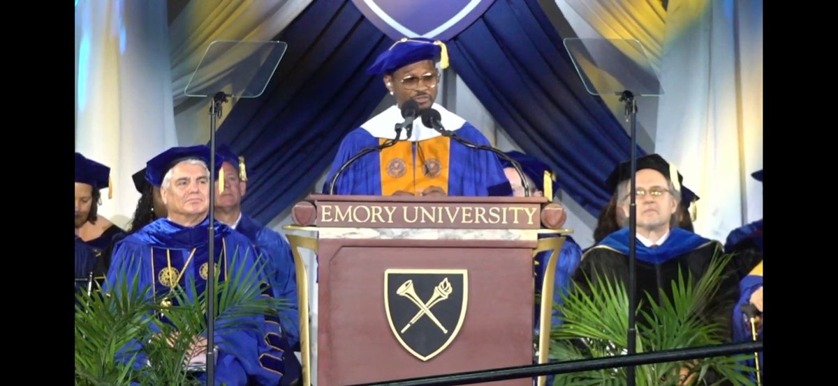 Honorary doctoral recipient Dr Usher Terry Raymond IV now giving commencement address @emoryuniversity Shouting out his decades long investment in youth through “New Look” program boasts 100% HS graduation and 98% college grads.  “No dream is too big…impact through education”