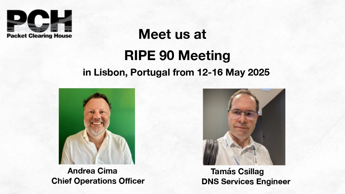 Excited to be at #RIPE90 this week!
Catch up with Andrea Cima &amp; Tamás Csillag! let’s exchange ideas, share experiences, and talk all things #DNS #Peering and #Interconnection.
 #Quad9 #IXP #DNS_Anycast #Peering #DNSSEC