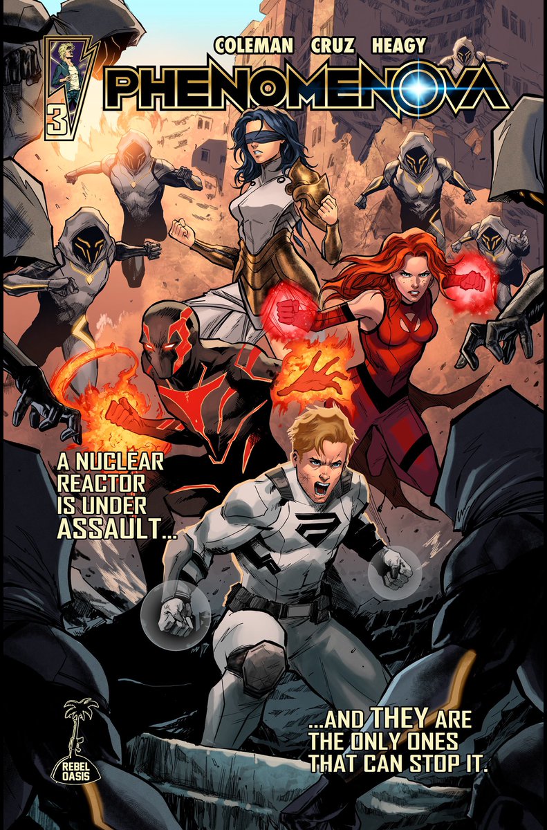 I can’t contain my excitement anymore! Check out the cover for Phenomenova Issue 3: Chain Reaction!

After all of this time, finally meet the title team in all of their glory.

Sign up below ⬇️
