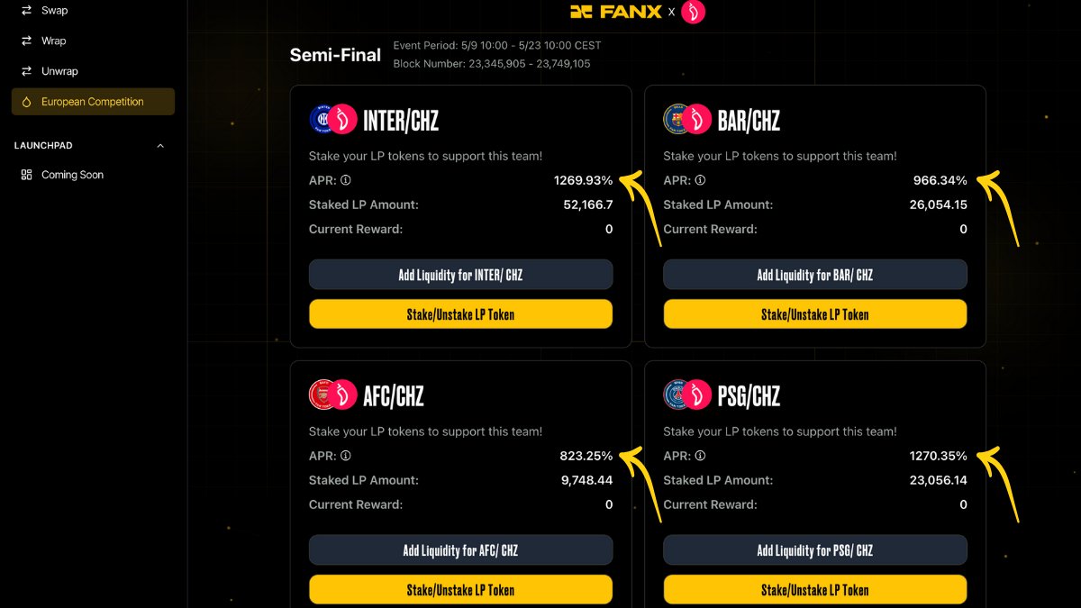 🚨 The European Competition is in full swing!
💸 Looking for high APRs? You’re in the right place.
⚽ Stake LP tokens, support your team &amp; earn rewards.
📚 Guide: fanx.gitbook.io/fanx-docs/fanx…
🔗 Join now: app.fanx.xyz/european-compe…