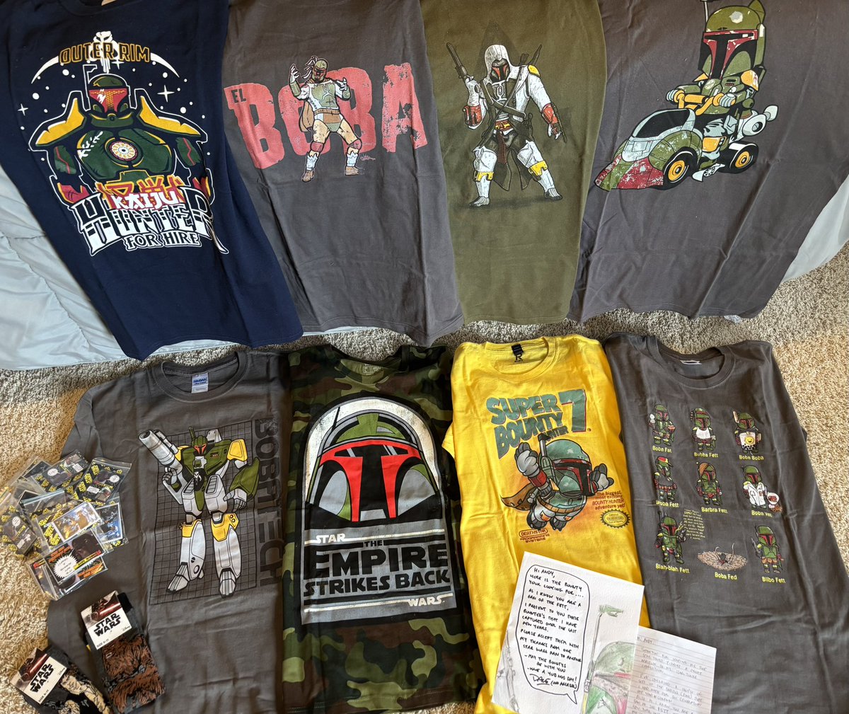 Big thanks to <a href="/Arch2D2/">Dave Arch</a> for gifting me these totally cool Boba Fett crossover shirts. Thank you pal! Which is your favorite?