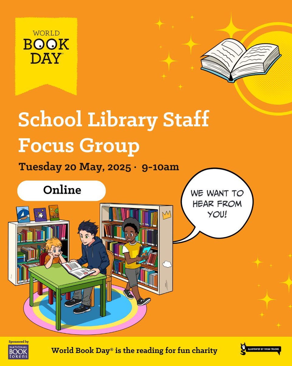 School Library staff ⏰We want to hear from you! We’re busy planning World Book Day 20256.

Your insights and opinions matter to us, and we invite you to join our upcoming focus group. 

Sign up here to take part - us02web.zoom.us/meeting/regist…