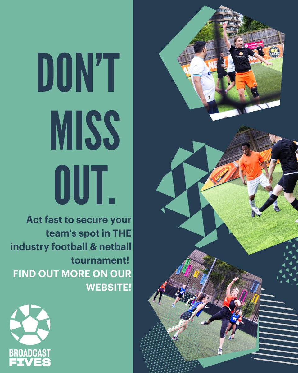 ⚽️ Just over a week to go to secure your place in THE industry football and netball tournament! ⚽️

Don’t miss your chance to be part of this exciting event. Whether you're ready to show off your skills on the football pitch or dominate the netball court, this is the place to be!