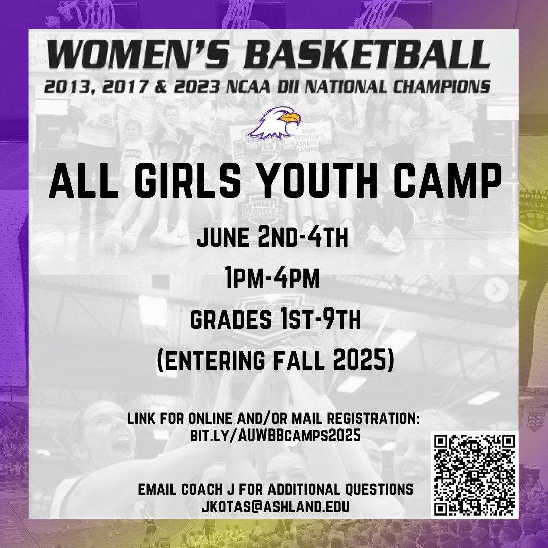 𝗧𝗛𝗥𝗘𝗘 𝗪𝗘𝗘𝗞𝗦 𝗢𝗨𝗧! We can't wait to have future AUWBB hoopers inside Kates! 

𝗚𝗢 𝗘𝗔𝗚𝗦!!    

bit.ly/AUWBBcamps2025