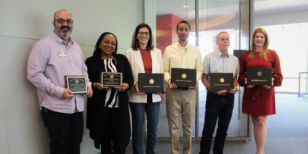 NC State OIT (@ncstateoit) on Twitter photo Congrats to this year's OIT Awards for Excellence winners, April Jones and Bill Rodriguez. CIO Marc Hoit presented the awards at a ceremony on April 17. <a href="/WolfpackAtWork/">Wolfpack At Work</a>
Read more about the winners and nominees 🔗: oit.ncsu.edu/2025/05/05/oit… Congrats to this year's OIT Awards for Excellence winners, April Jones and Bill Rodriguez. CIO Marc Hoit presented the awards at a ceremony on April 17. <a href="/WolfpackAtWork/">Wolfpack At Work</a>
Read more about the winners and nominees 🔗: oit.ncsu.edu/2025/05/05/oit…