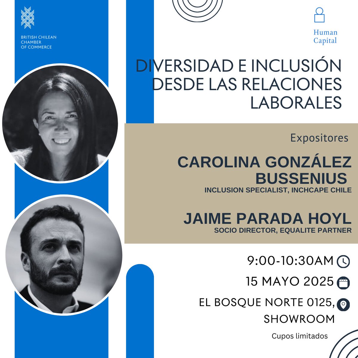 Desde BritCham Chile te invitamos a participar en la actividad "Diversidad e Inclusión desde las Relaciones Laborales", a realizarse el jueves 15 de mayo a las 9AM. La actividad es abierta para nuestros socios, y puedes inscribirte en nuestro sitio web britcham.cl.