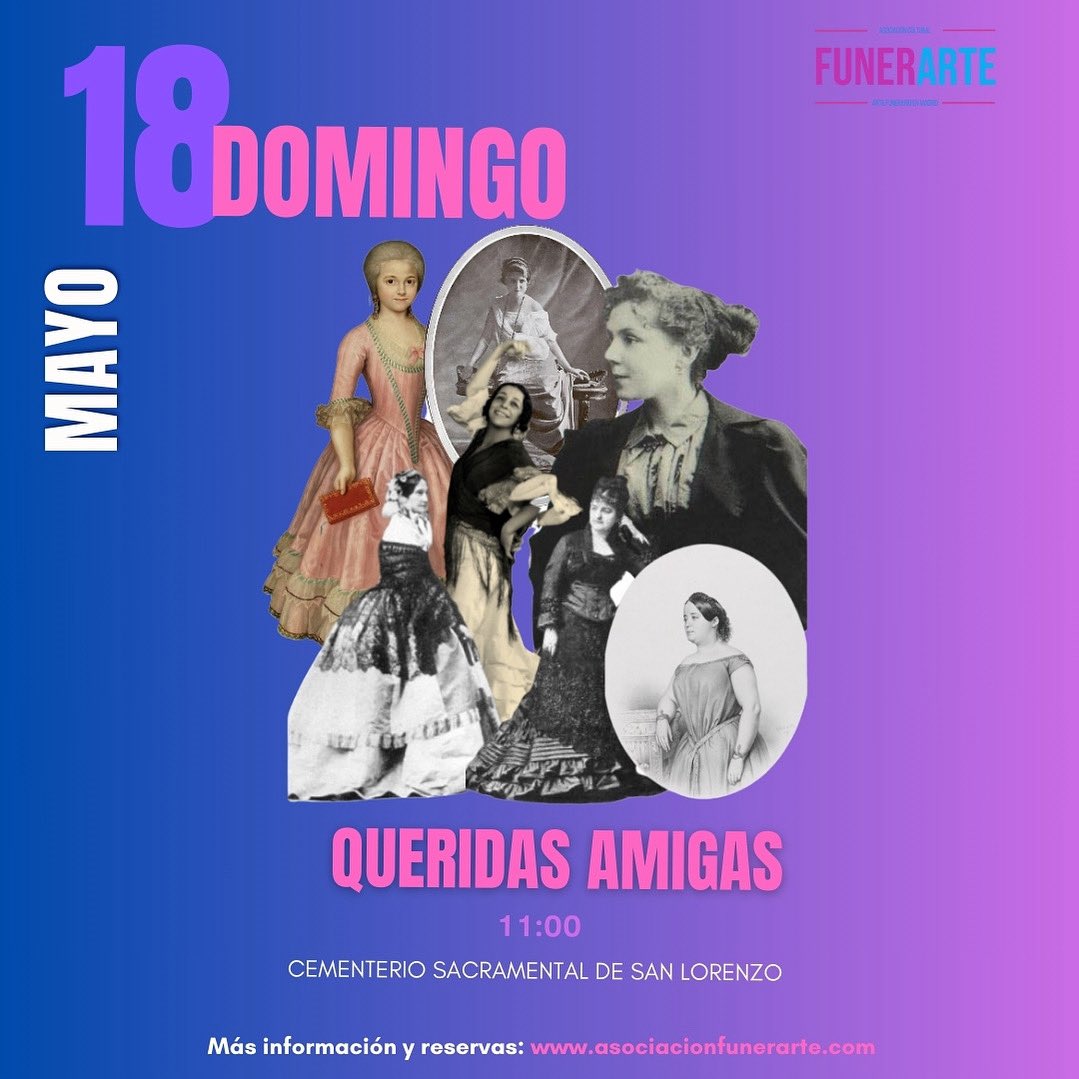 Nosotras os invitamos a pasear por lo que consideramos «Museos al aire libre», los cementerios. 
Y si es con nosotras en San Lorenzo, una experiencia nueva e interesante que os lleváis 🖤🪦

asociacionfunerarte.com/evento/querida…