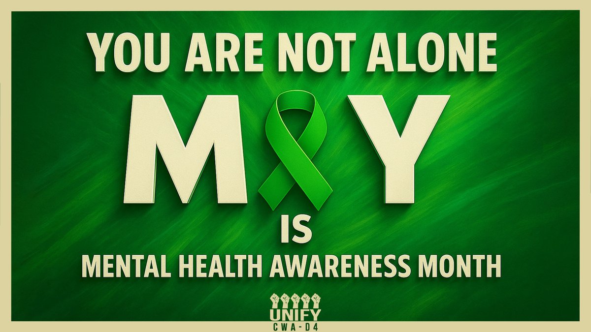 May is #MentalHealthAwarenessMonth. Mental health is just as important to your overall well-being as physical health, and many people are struggling, often in silence. If you're one of them, please know you're not alone. Reach out to your local for help and resources. #CWAStrong