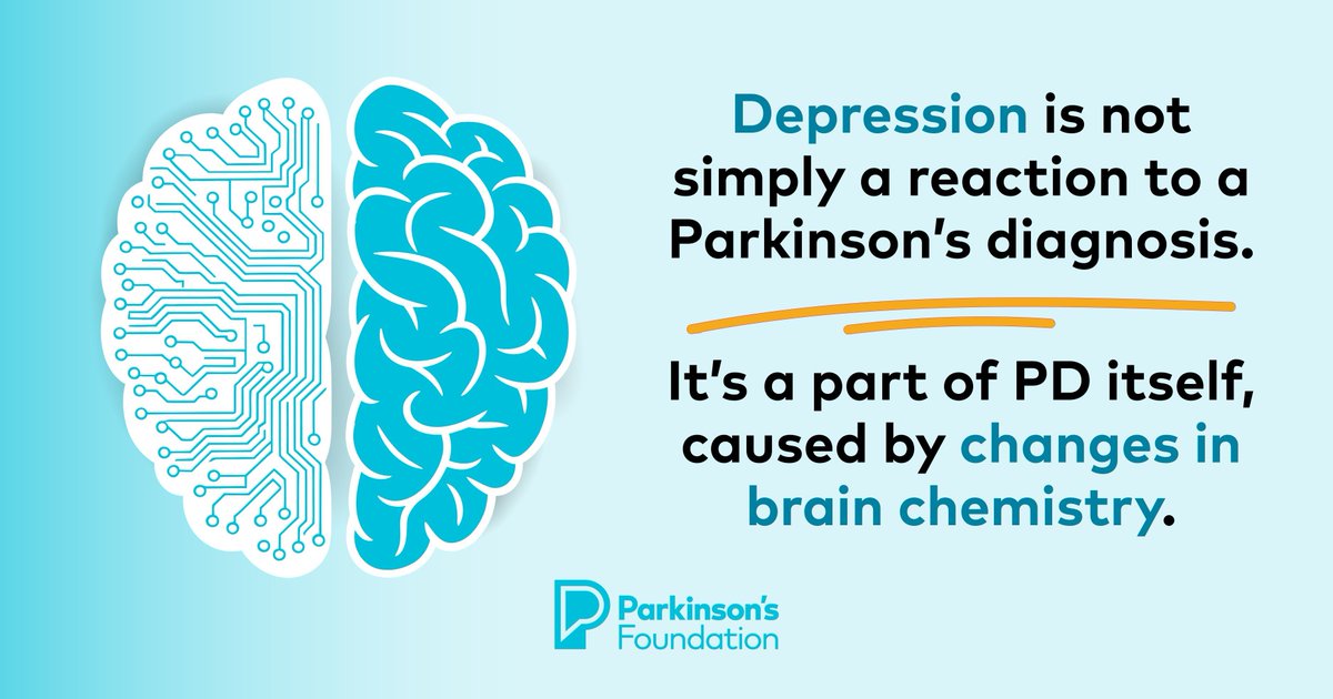 Research estimates that at least 50% of people with Parkinson’s disease will experience a form of depression. However, this PD symptom is often overlooked &amp; undertreated! 

Treating depression is one of the most significant ways to decrease disability and improve quality of life.