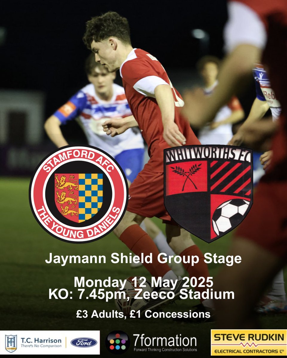 Our youth team welcome NSYL South champions Wellingborough Whitworth Black to the Zeeco Stadium in tonight's Jaymann Shield fixture.

Get behind the Young Daniels tonight as they face arguably their sternest test of the season.

#grassrootsfootball #nonleague #youthfootball