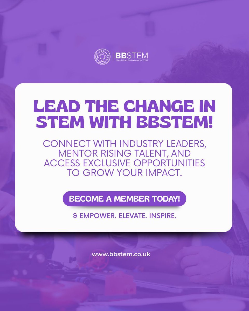 Lead, mentor, and grow with BBSTEM! 
Join as a Professional Member and shape the future of STEM while unlocking exclusive opportunities.
Join now: bbstem.co.uk/become-member
#BBSTEM #MentorshipMatters #STEMLeadership