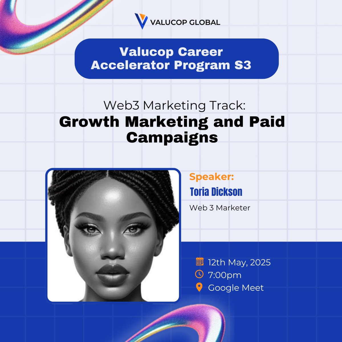 Tonight's  VCAP session promises to be intellectually and practically rewarding as students in the project management, community building and Web3 Marketing tracks would learn topics that would make them outstanding in practice.

These sessions would honorably be led by