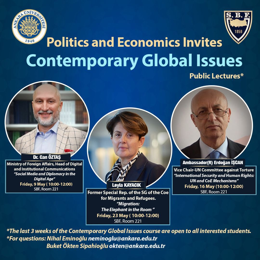 Contemporary Global Issues dersimizin son üç haftası açık ders olacak gerçekleşecek. İlgilenen herkesi bekliyoruz!