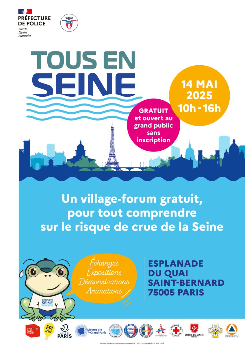 Métropole du Grand Paris (@grandparismgp) on Twitter photo 🗓️𝗠𝗲𝗿𝗰𝗿𝗲𝗱𝗶 𝟭𝟰 𝗺𝗮𝗶, <a href="/GrandParisMGP/">Métropole du Grand Paris</a> sera présente au village-forum "𝗧𝗼𝘂𝘀 𝗲𝗻 𝗦𝗲𝗶𝗻𝗲 !".
🔎Une journée pour tout comprendre sur le risque de crue de la Seine.
🕑 𝗱𝗲 𝟭𝟬𝗵 𝗮̀ 𝟭𝟲𝗵
📍 𝗘𝘀𝗽𝗹𝗮𝗻𝗮𝗱𝗲 𝗱𝘂 𝗤𝘂𝗮𝗶 𝗦𝗮𝗶𝗻𝘁-𝗕𝗲𝗿𝗻𝗮𝗿𝗱 (Paris, 5e) 🗓️𝗠𝗲𝗿𝗰𝗿𝗲𝗱𝗶 𝟭𝟰 𝗺𝗮𝗶, <a href="/GrandParisMGP/">Métropole du Grand Paris</a> sera présente au village-forum "𝗧𝗼𝘂𝘀 𝗲𝗻 𝗦𝗲𝗶𝗻𝗲 !".
🔎Une journée pour tout comprendre sur le risque de crue de la Seine.
🕑 𝗱𝗲 𝟭𝟬𝗵 𝗮̀ 𝟭𝟲𝗵
📍 𝗘𝘀𝗽𝗹𝗮𝗻𝗮𝗱𝗲 𝗱𝘂 𝗤𝘂𝗮𝗶 𝗦𝗮𝗶𝗻𝘁-𝗕𝗲𝗿𝗻𝗮𝗿𝗱 (Paris, 5e)
