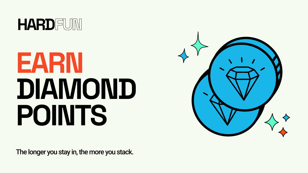 Earn rewards just for having fun on-chain. 💎

From launching memes to joining missions, everything you do on HARD.fun gets you Diamond Points — and those points unlock real perks.