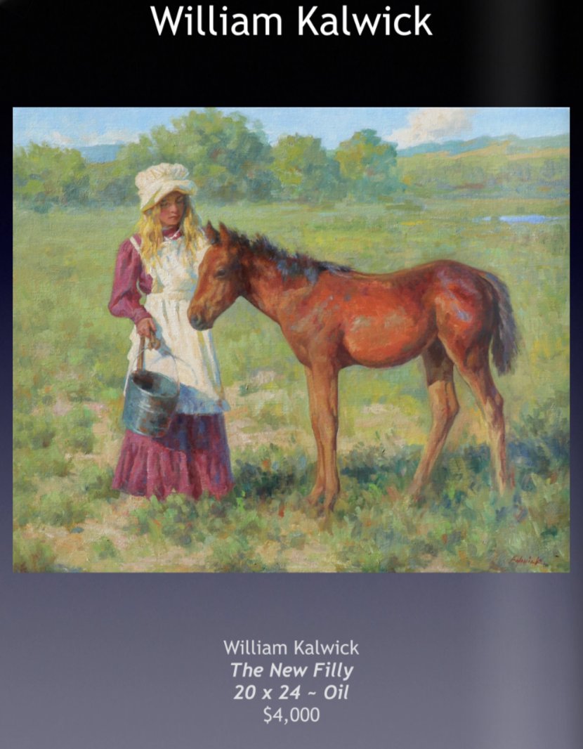 If you're into art that makes you smile, Bill Kalwick's work is for you. It's in our #Roundup42 e-catalog at: museumofwesternart.com/42nd-annual-ro… #westernart #artforsale #Horses #ranchlife #colt