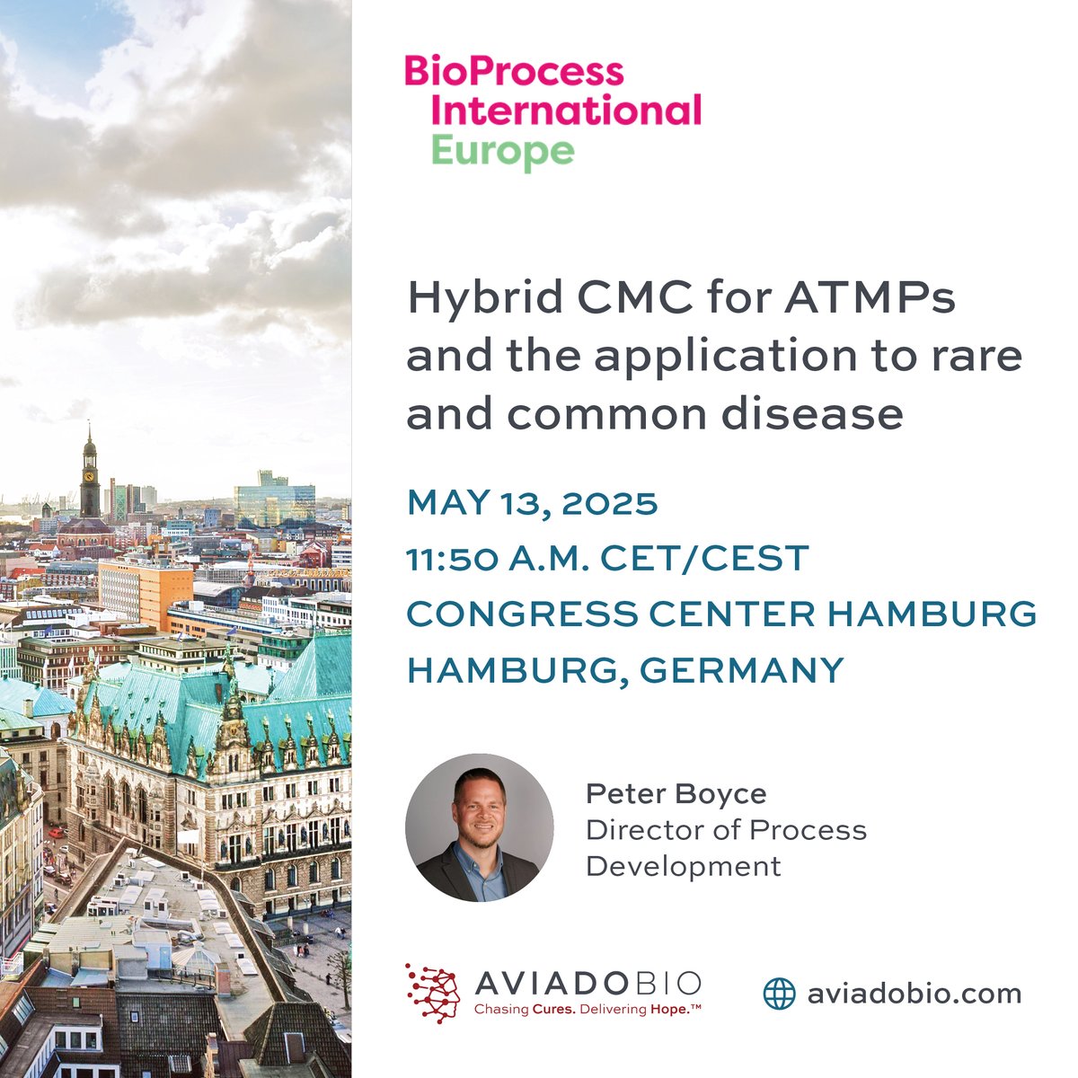 AviadoBio (@aviadobio) on Twitter photo Attending #BPIEurope?
Our director of process development, Peter Boyce, is presenting on the ‘Hybrid CMC for ATMPs and the application to rare and common disease’ tomorrow!
Learn more: informaconnect.com/bpieurope/
#Biotech #RareDisease <a href="/BioprocessIC/">BioProcessing - Informa Connect</a> Attending #BPIEurope?
Our director of process development, Peter Boyce, is presenting on the ‘Hybrid CMC for ATMPs and the application to rare and common disease’ tomorrow!
Learn more: informaconnect.com/bpieurope/
#Biotech #RareDisease <a href="/BioprocessIC/">BioProcessing - Informa Connect</a>