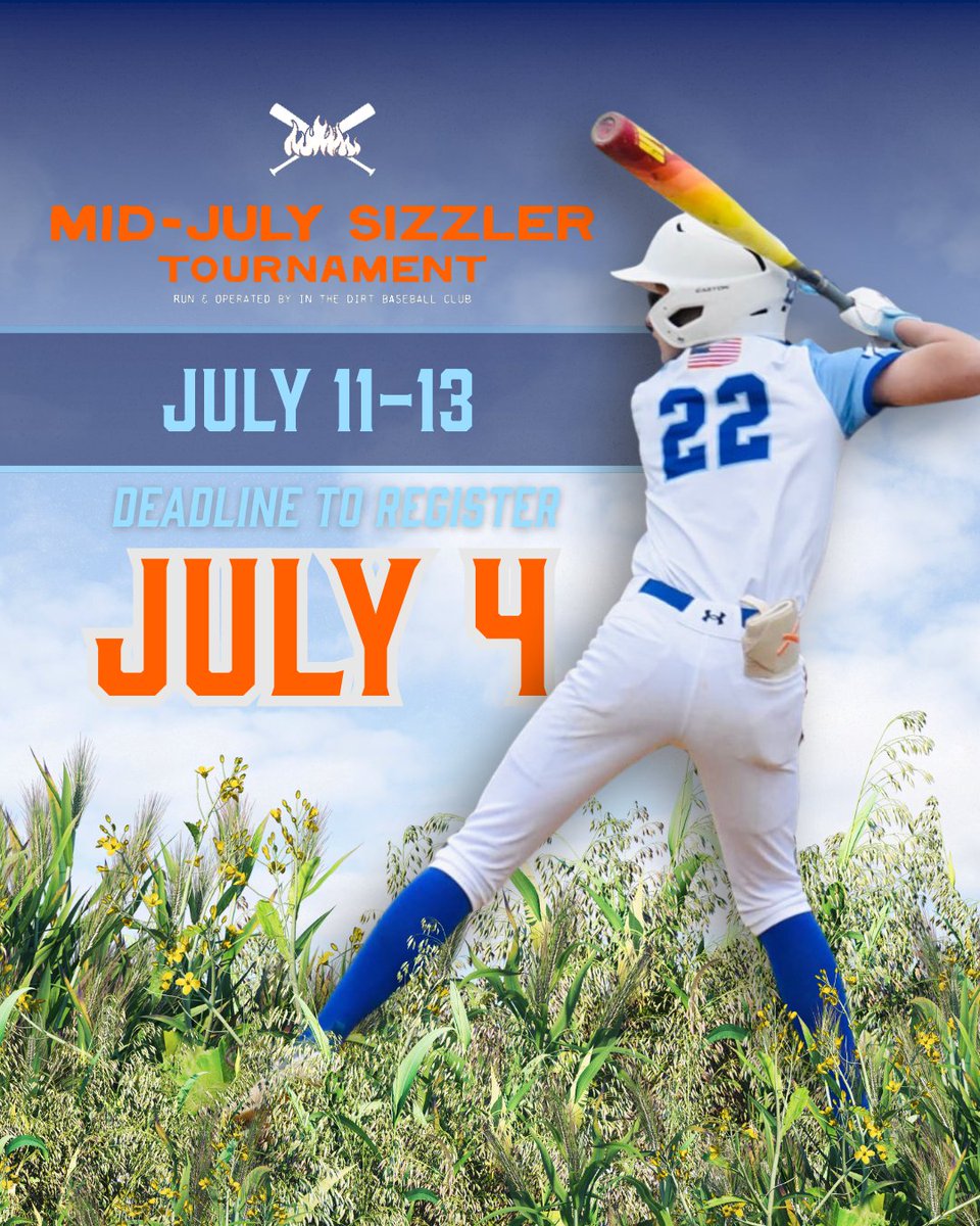 InTheDirtBaseball (@itd_baseball) on Twitter photo The Mid-July Sizzler Tournament is right around the corner, and things are heating up for an action-packed weekend of baseball! Don’t miss your chance to be part of the excitement—register today! teamsnap.pulse.ly/isnfqompt6
#Inthedirtbaseball #inthedirt #baseball The Mid-July Sizzler Tournament is right around the corner, and things are heating up for an action-packed weekend of baseball! Don’t miss your chance to be part of the excitement—register today! teamsnap.pulse.ly/isnfqompt6
#Inthedirtbaseball #inthedirt #baseball