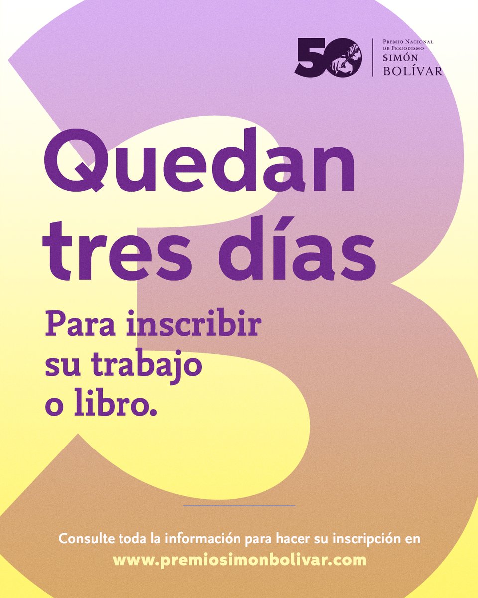 #PNPSB_50 El miércoles 14 de mayo se cierran las inscripciones
premiosimonbolivar.com