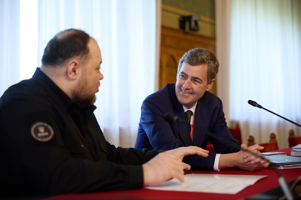 Ruslan Stefanchuk (@r_stefanchuk) on Twitter photo Held a meeting with the Speaker of the Upper House of the Irish Parliament, <a href="/SenatorMarkDaly/">Senator Mark Daly</a>.
I thanked the Senate of Ireland — and Mr. Speaker personally — for their unwavering support of Ukraine, particularly for his historic visit to Kyiv in May 2022.
I also expressed Held a meeting with the Speaker of the Upper House of the Irish Parliament, <a href="/SenatorMarkDaly/">Senator Mark Daly</a>.
I thanked the Senate of Ireland — and Mr. Speaker personally — for their unwavering support of Ukraine, particularly for his historic visit to Kyiv in May 2022.
I also expressed