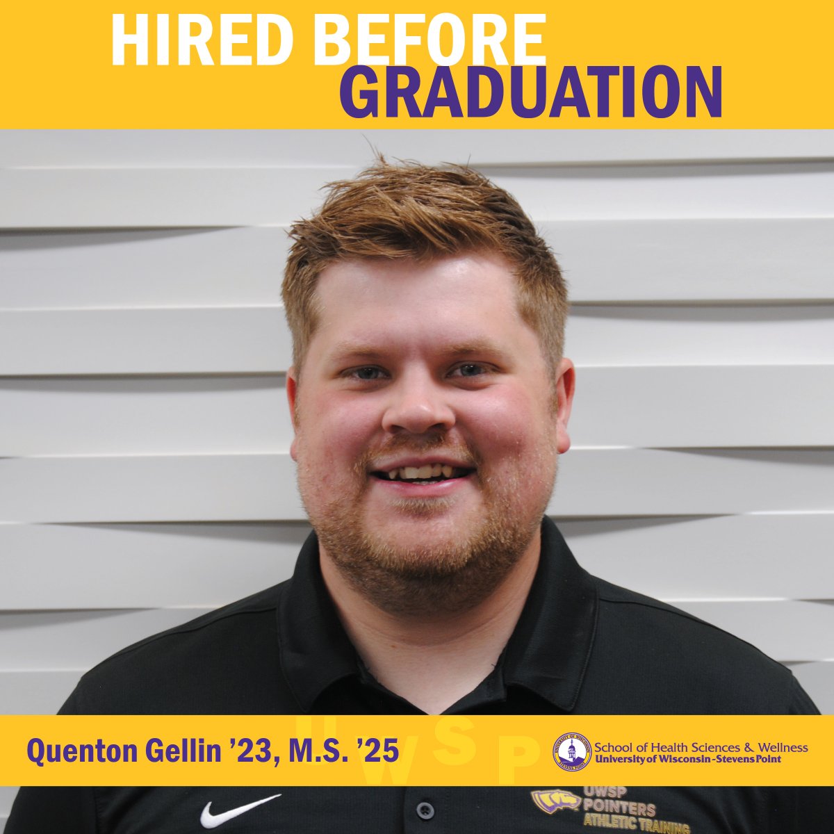 UW-Stevens Point CPS (@uwspcps) on Twitter photo #HiredPointers: Quenton Gellin ’23, M.S. ’25 | Athletic Training (@uwsp_at; <a href="/uwsphealth/">UWSP School of Health Sciences & Wellness</a>) | Appleton East High School (@ThedaCare) - Appleton, Wis. | Athletic Trainer #UWSPhealthhired #UWSP #HiredPointers: Quenton Gellin ’23, M.S. ’25 | Athletic Training (@uwsp_at; <a href="/uwsphealth/">UWSP School of Health Sciences & Wellness</a>) | Appleton East High School (@ThedaCare) - Appleton, Wis. | Athletic Trainer #UWSPhealthhired #UWSP