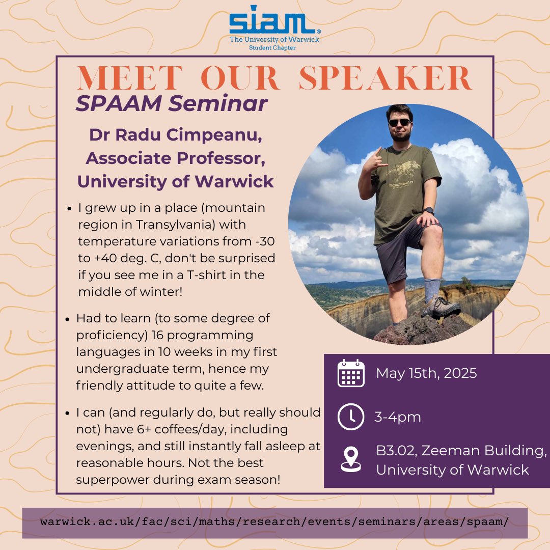 We have a very special speaker, Dr Radu Cimpeanu, for SPAAM seminar this week, who will be giving a master class on how to deliver engaging scientific presentations! 
Find out more about our chapter and SPAAM seminar series on our websites (link in bio).