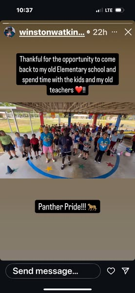 Full Circle Moment! ✨
On Friday, we had the absolute joy of welcoming back one of our former students, Winston Watkins, who returned to speak with our 5th graders. It was inspiring to see how far he has come and to watch our students light up as they listened to his journey and