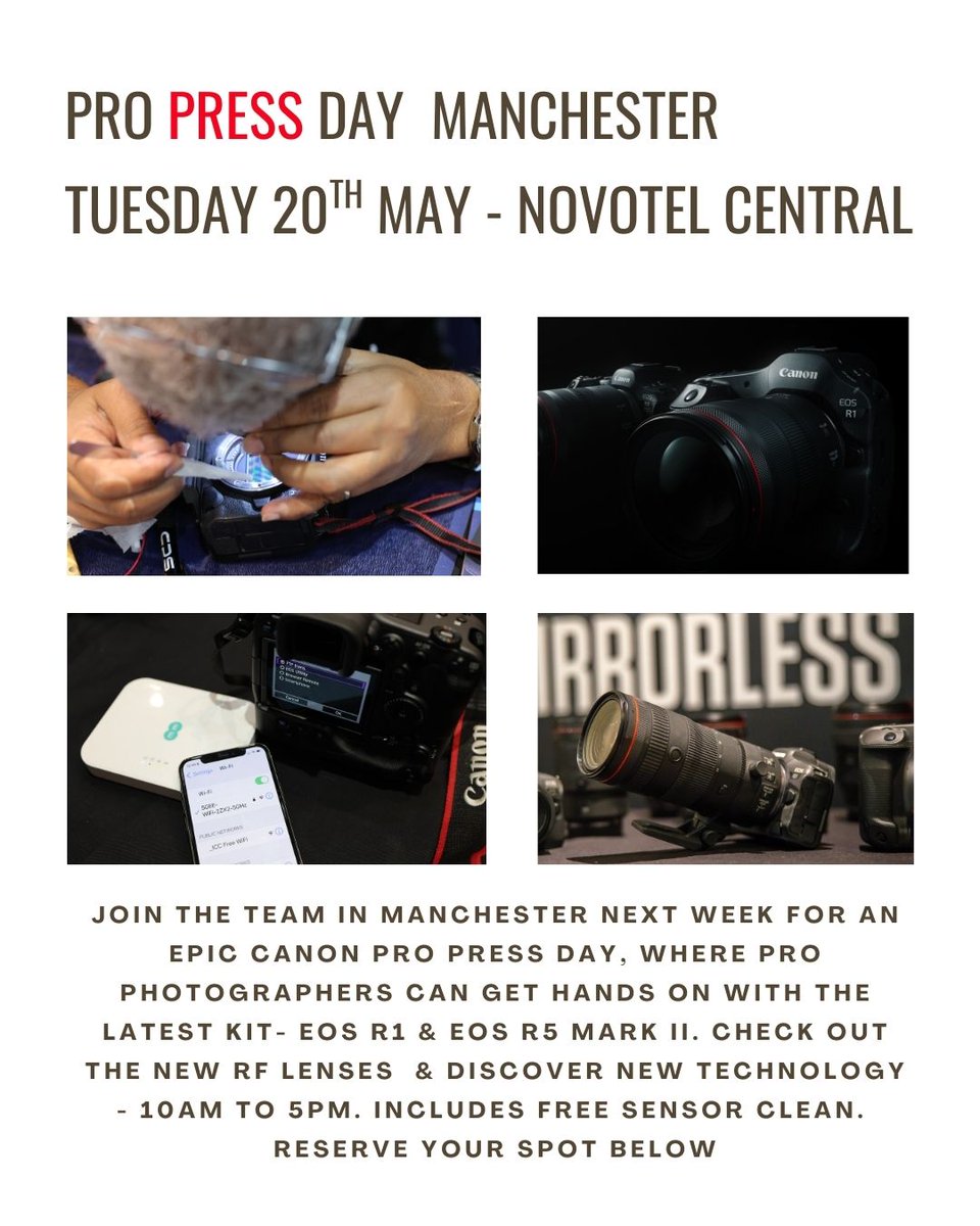 JakkiMoores's tweet image. Join us for the Canon Pro Press day in Manchester - Tuesday 20th May eventbrite.co.uk/e/canon-pro-da…