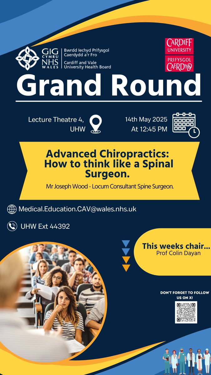 This weeks Grand Round😃🏥
Advanced Chiropractics: How to think like a Spinal Surgeon 🦴🩺
#CAVUHB #GrandRound
