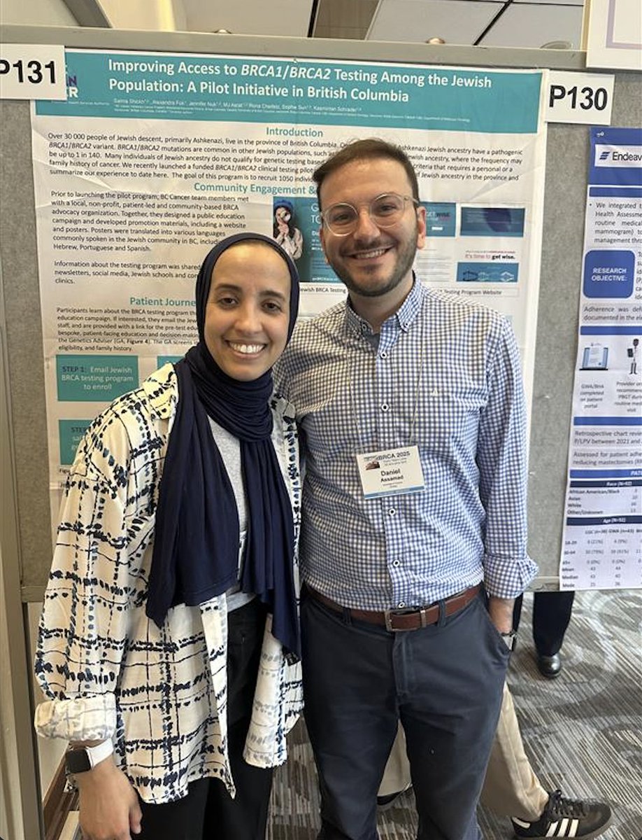 RobinHayeems's tweet image. Last week, GENOMETRICS team members, Salma and Daniel, attended the International @BRCASymposium on Hereditary Breast and Ovarian Cancer in Montréal! They spent the week learning about the latest advances in BRCA research, genetic testing, and patient-centered care! #BRCA2025