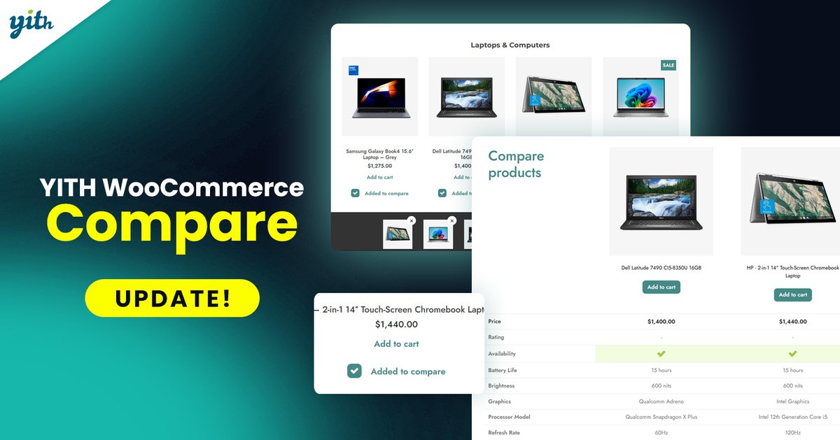 📢 NEW UPDATE of YITH WooCommerce Compare is here! 🤩 Check out the new framework and enjoy it! t.ly/08j4R 👀 #yithplugins #compare