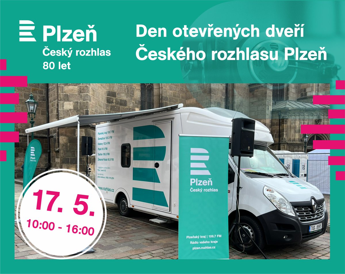 V rámci Dne otevřených dveří Českého rozhlasu Plzeň v sobotu 17. května, budou otevřené dveře i nejmodernějšího přenosového vozu. Přijďte se podívat, budu se na vás těšit 😉