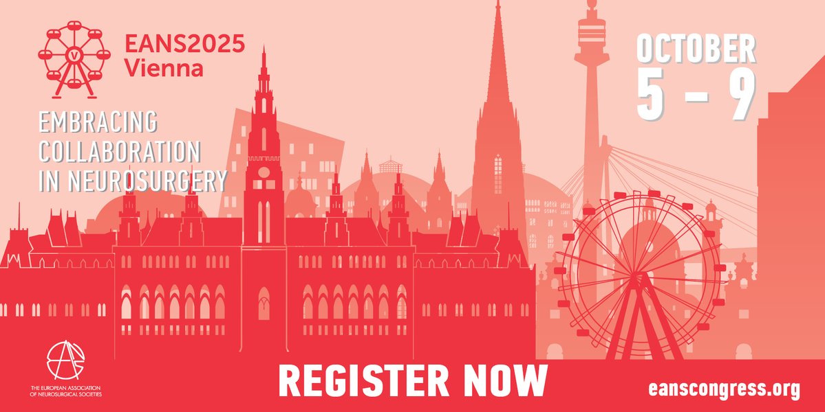 📣The DGNC provides information:

Be part of the #EANS2025 Annual Congress "Embracing Collaboration in Neurosurgery", in Vienna, 5–9 October. Benefit from the early registration rates, which are even more beneficial for EANS members, available until 15 June 2025!

Register here