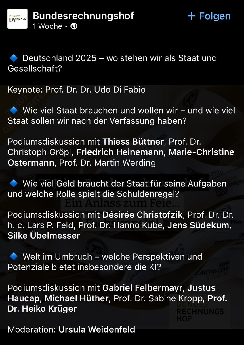 Jens Südekum (@jsuedekum) on Twitter photo Eine Taube fliegt in den Hort der Falken…😉
Auf dem Weg nach Berlin zum 75-jährigen Jubiläum des Bundesrechnungshofs — und in Vorfreude auf das erste Wiedersehen mit <a href="/Lars_Feld/">Lars P Feld</a> nach der Kehrtwende in der Finanzpolitik. #Schuldenbremse #Sondervermögen Eine Taube fliegt in den Hort der Falken…😉
Auf dem Weg nach Berlin zum 75-jährigen Jubiläum des Bundesrechnungshofs — und in Vorfreude auf das erste Wiedersehen mit <a href="/Lars_Feld/">Lars P Feld</a> nach der Kehrtwende in der Finanzpolitik. #Schuldenbremse #Sondervermögen