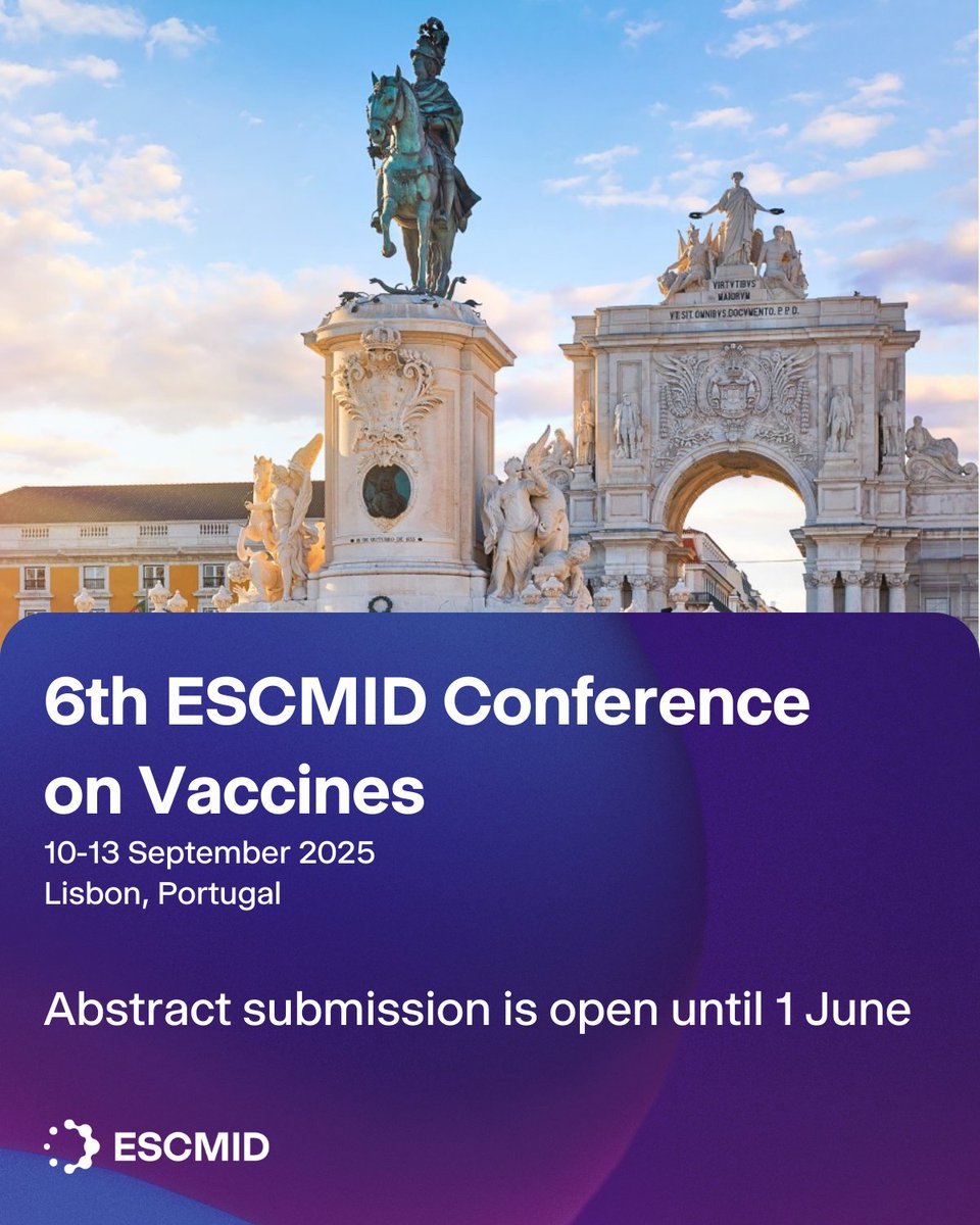 Submit your abstract for the 6th ESCMID Conference on Vaccines by June 1st. Submissions that highlight innovative approaches, emerging technologies, and challenges in vaccine deployment, particularly in low-resource settings are encouraged.

ow.ly/2Yr450VQYMK
#Vaccines