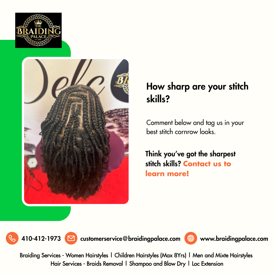 BraidingPalace's tweet image. Show Off Your Best Stitch Cornrows | Join the Braiding Palace Braid Art Challenge

#CornrowNearMe #StitchBraids #BraidingPalace #HairBraidingGlenBurnieMd #BraidingServices #TheBraidingPalace #BestBraidingShopBaltimore #HairBraidingSalonNearMe #BraidingShopsInMaryland #BraidPalace