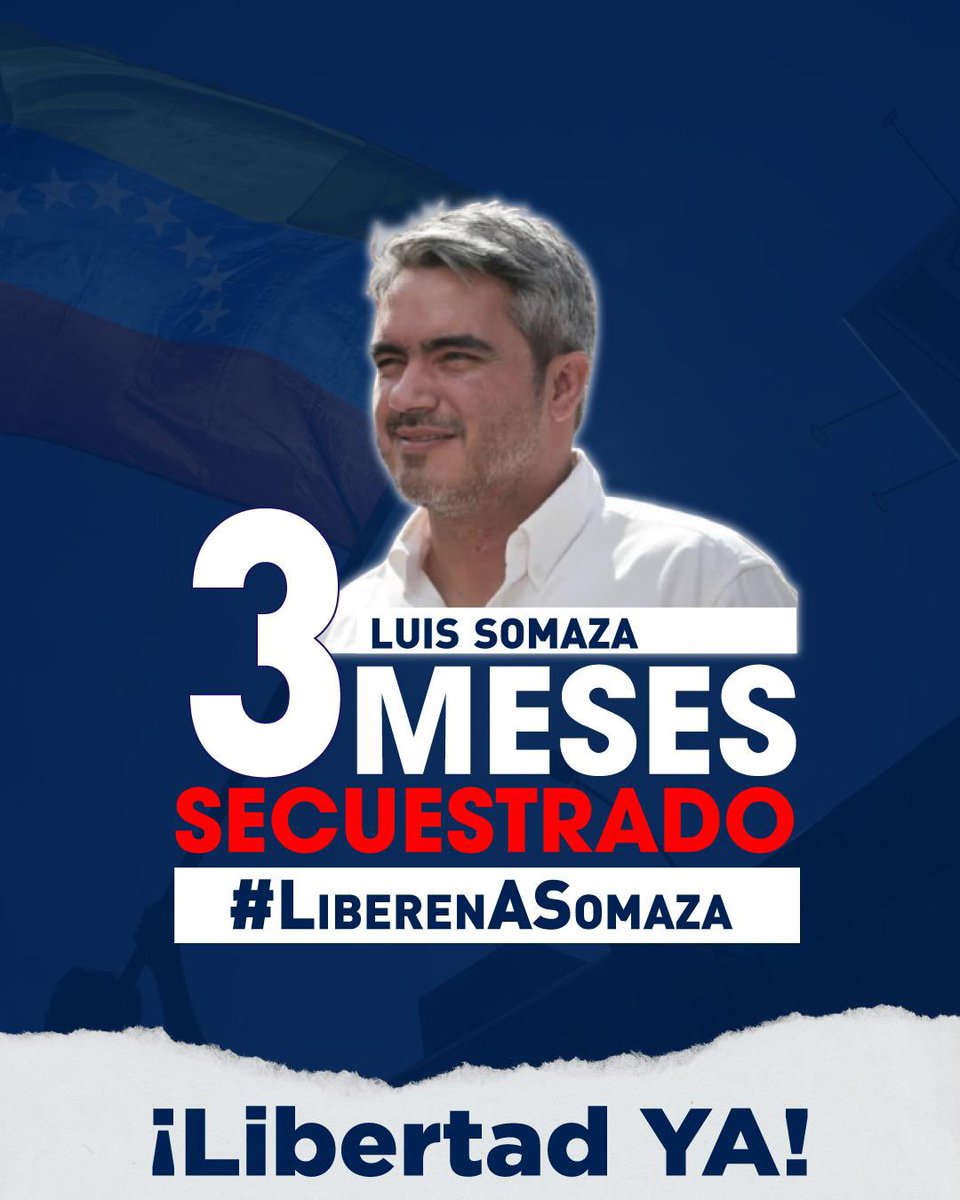 ¡LIBEREN A SOMAZA YA! 

Hoy nuestro hermano Luis Somaza cumple 3 meses secuestrado por la dictadura de Nicolás Maduro.

Lo detuvieron sin haber cometido NINGÚN delito, no informan dónde lo tienen secuestrado y le niegan el acceso a sus familiares y abogados. El régimen ha violado