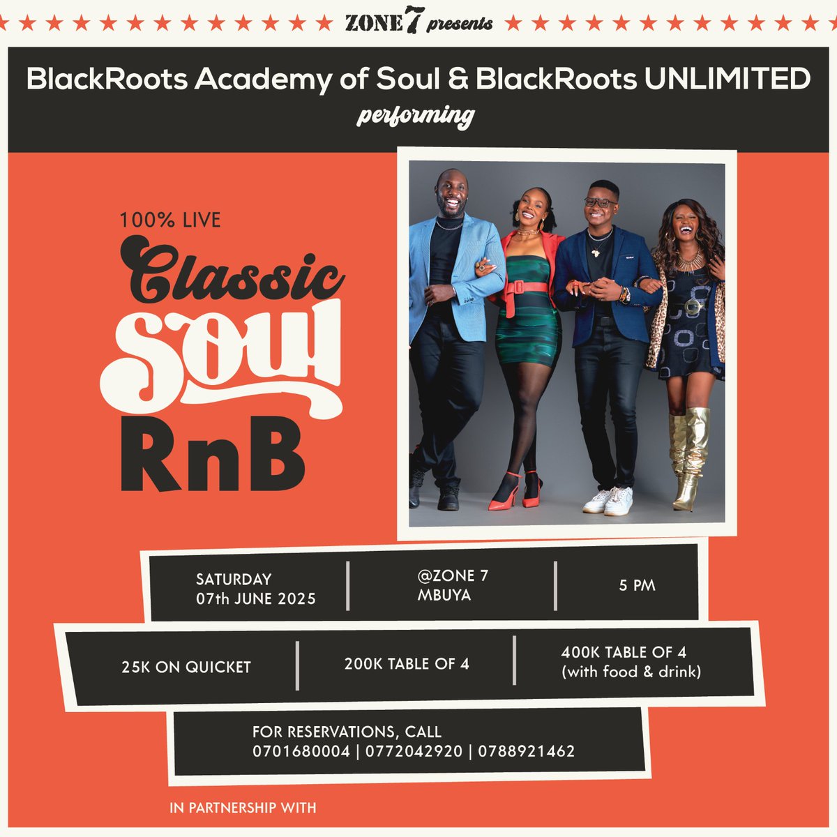 100% LIVE - CLASSIC SOUL-RNB 🖤

Join us on SATURDAY 07TH JUNE At ZONE 7, Mbuya; as BlackRoots Academy Of Soul And BlackRoots UNLIMITED perform some of the finest Soul-RnB classics.

Tickets: quicket.co.ug/events/315533-…

#Elegance #KeepingLiveMusicAlive